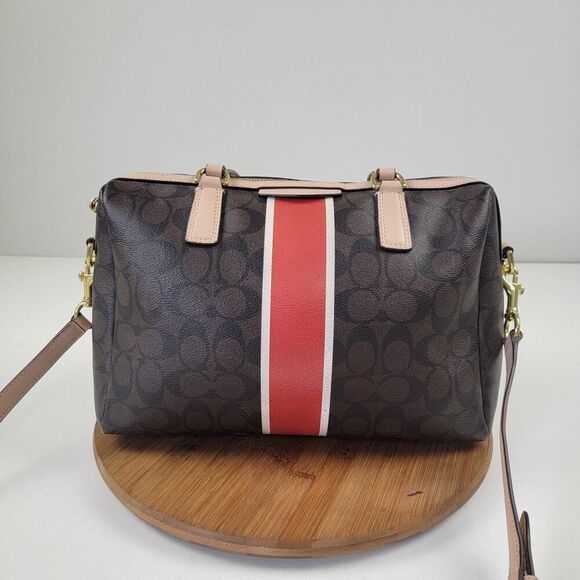 Coach Brown and Red Signature Bag - Picture 1 of 16